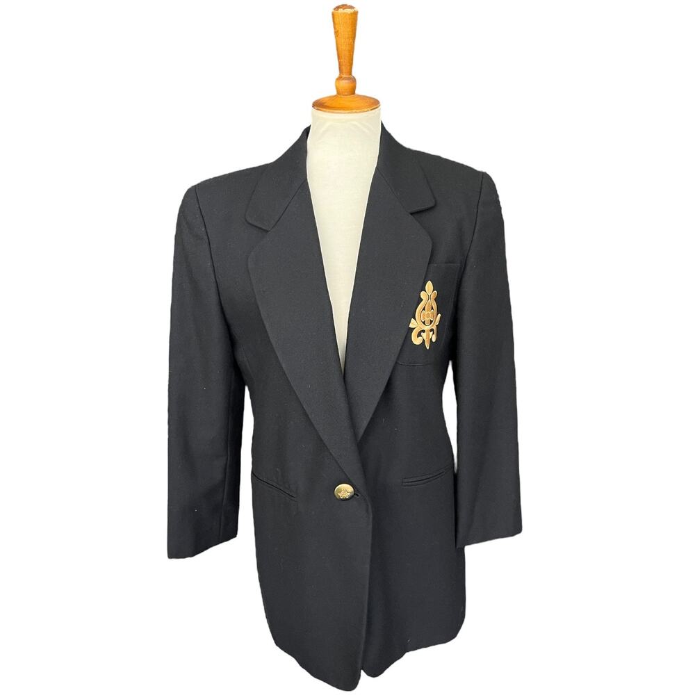 Vintage Preppy Quiet Luxury Workwear Harve Benard Black Wool Blazer